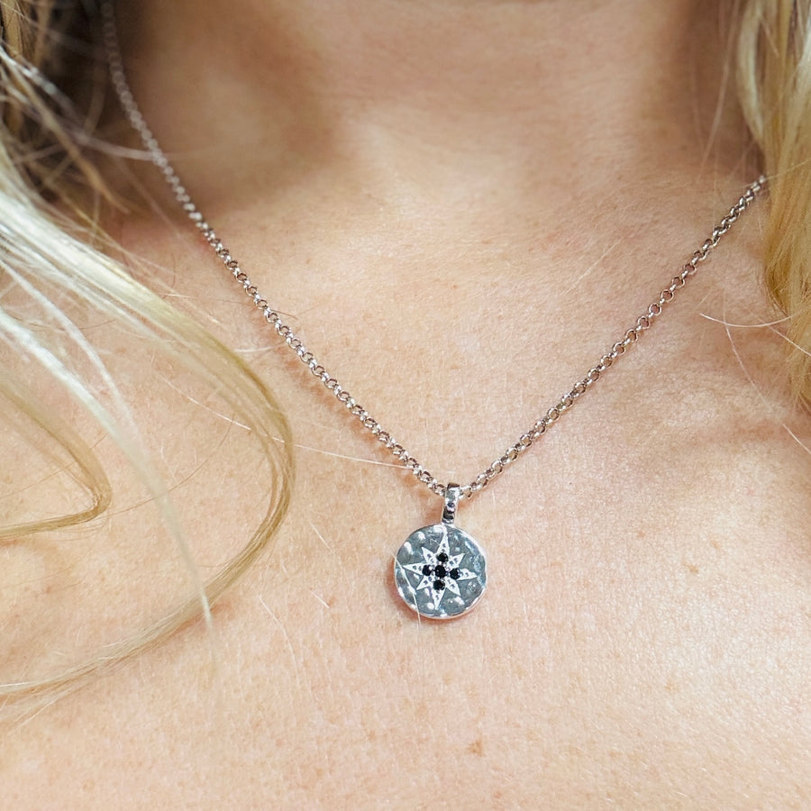 Hella - Silver Star Pendant with Black Spinel