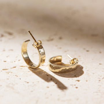 Minimalist Small Hammered Gold Vermeil Hoops