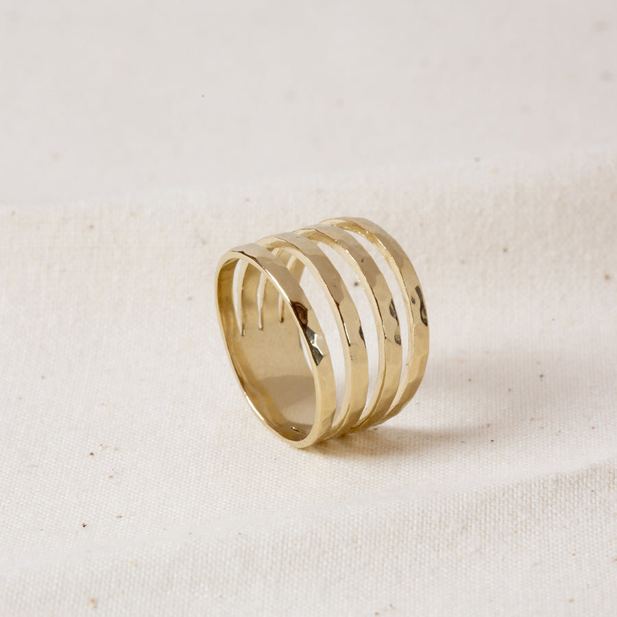 Agonda - Hammered Layered Gold Statement Ring
