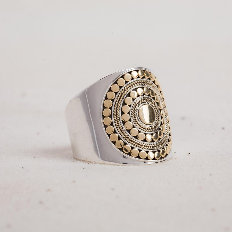 Mandalay - Statement Silver and Gold Mandala Ring