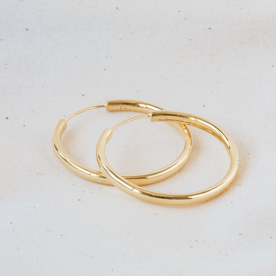 Tanna - Large Gold Tubular Hoop Sleeper Earrings