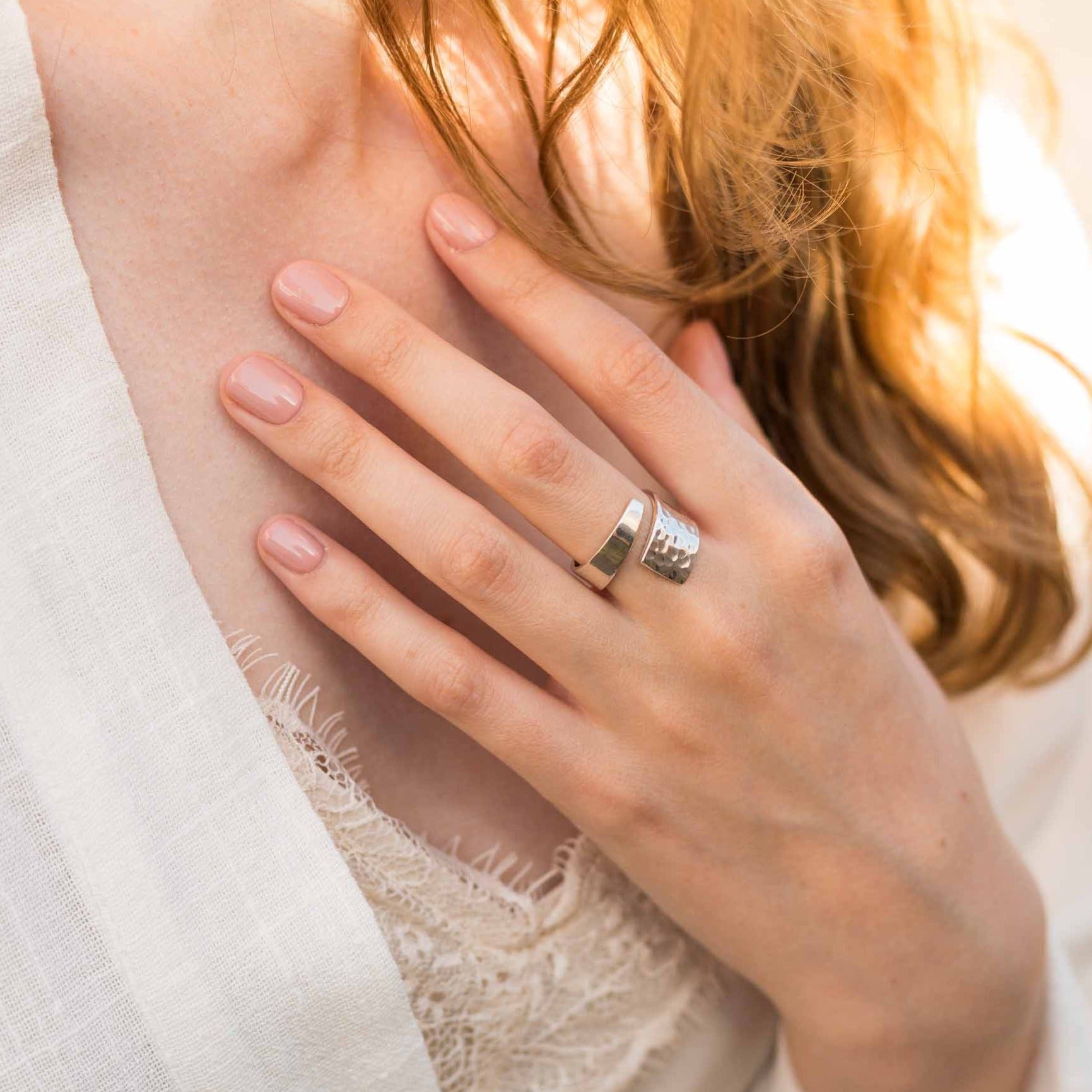 Hand Hammered Silver Wrap Ring Aquila Jewellery