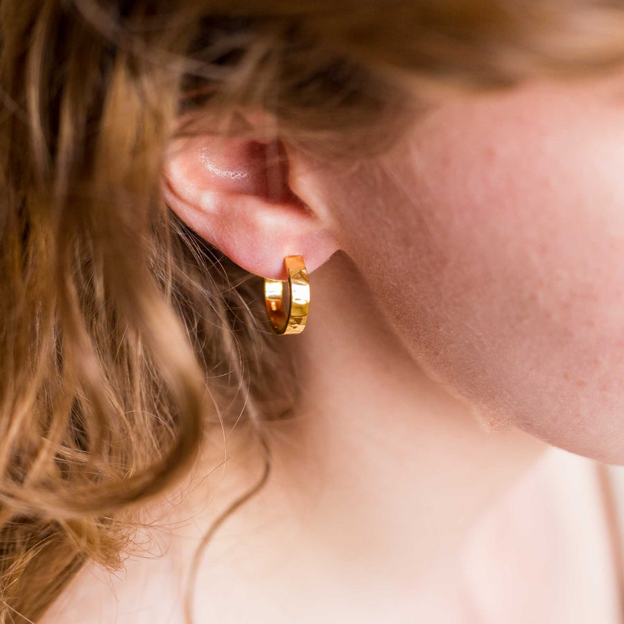 Minimalist Small Hammered Gold Vermeil Hoops