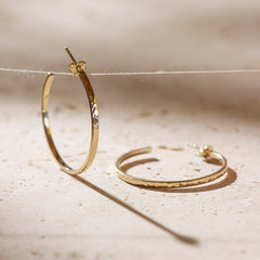 Agonda - Large Thin Hammered Gold hoops