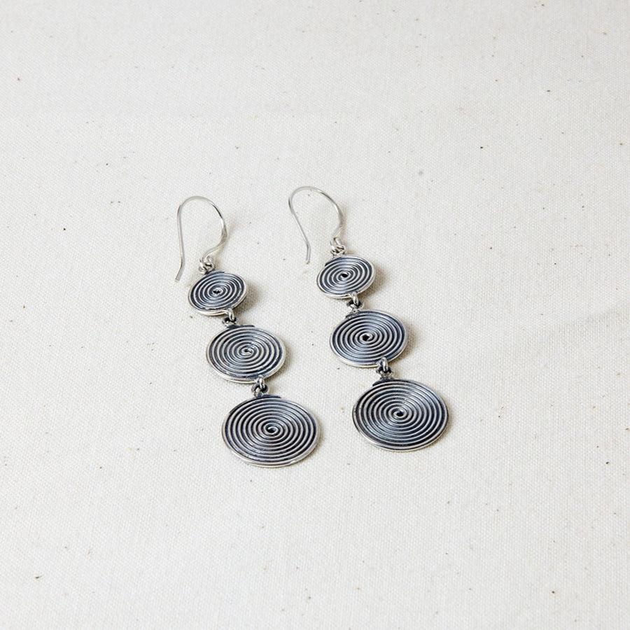 Saigon- Spiral trio drop earrings