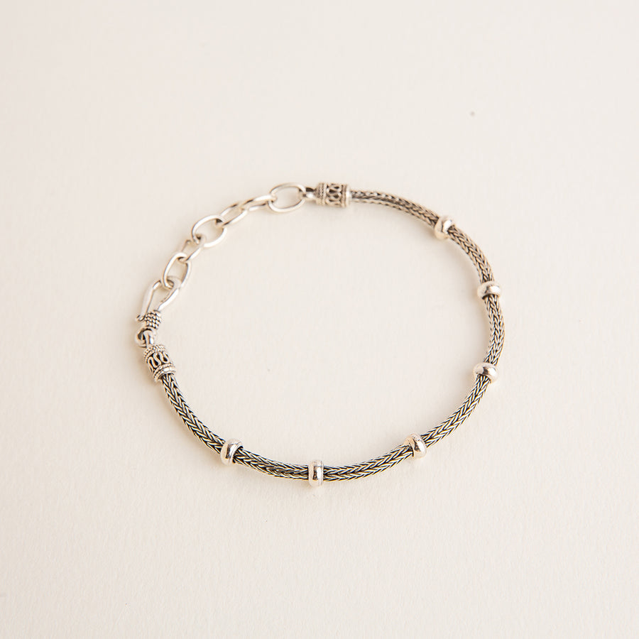 Palawan - Sterling Silver Unisex Rope and Ball Bracelet