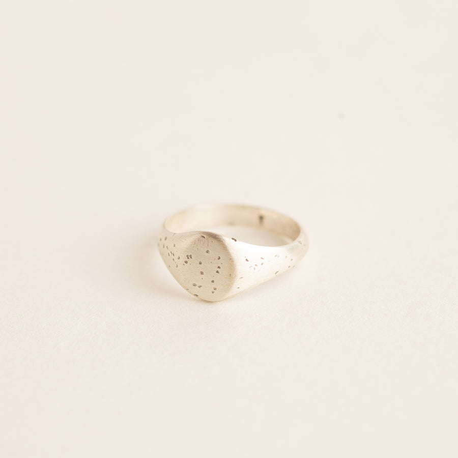 Ladies Silver Pinky Signet Ring