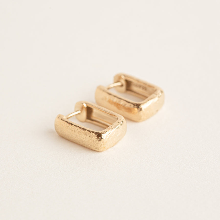 Gold Textured Square Hoop Earrings