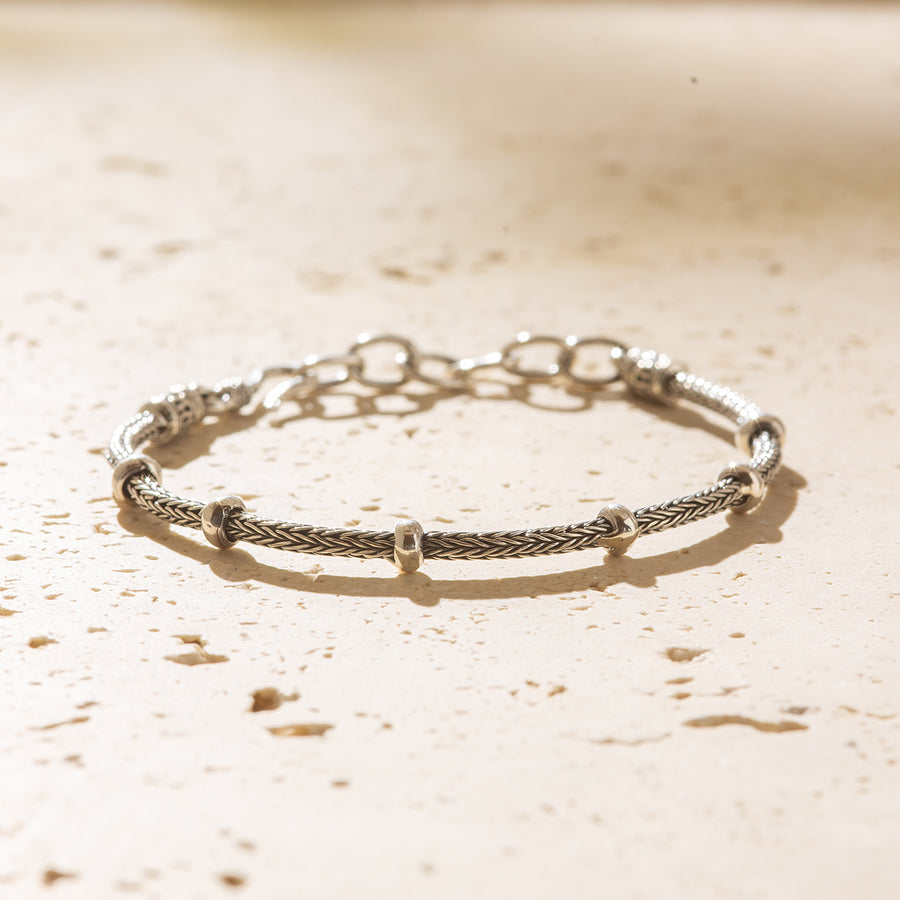 Palawan - Sterling Silver Unisex Rope and Ball Bracelet
