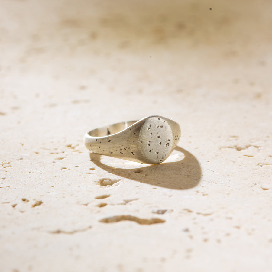Ladies Silver Pinky Signet Ring