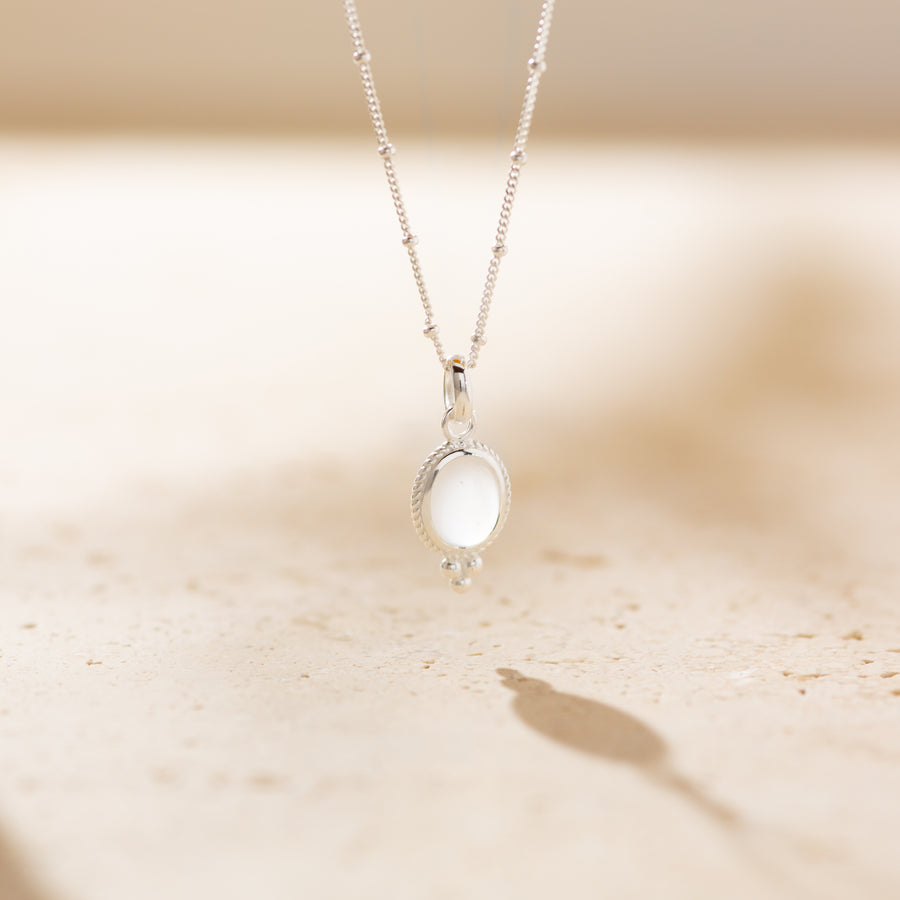 Udaipur - Silver White Chalcedony Pendant