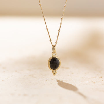 Udaipur - Gold Vermeil Oval Black Onyx Pendant
