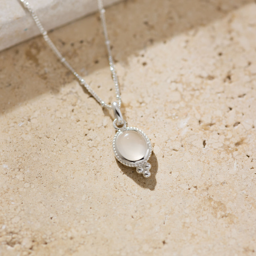 Udaipur - Silver White Chalcedony Pendant