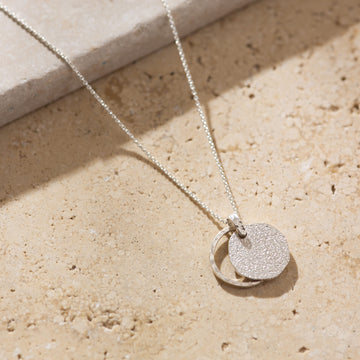Textured Silver Double Circle Necklace