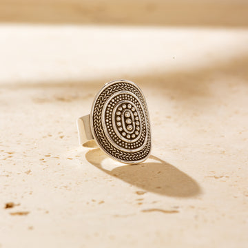 Silver Boho Shield Ring