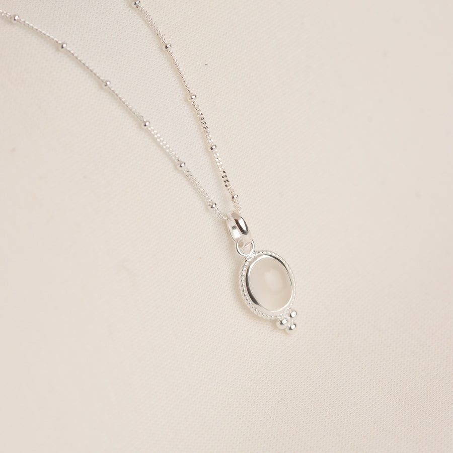 Udaipur - Silver White Chalcedony Pendant