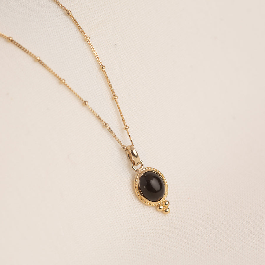 Udaipur - Gold Vermeil Oval Black Onyx Pendant