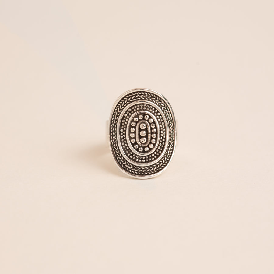 Silver Boho Shield Ring