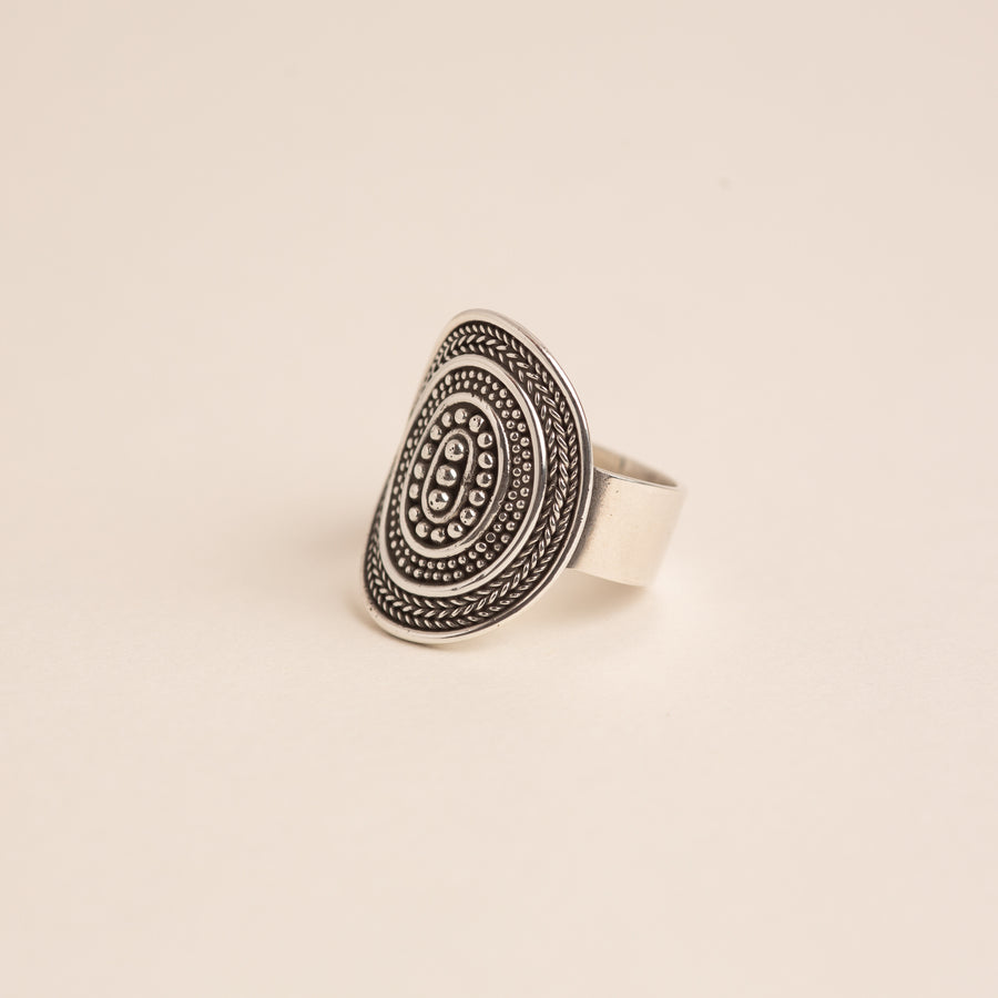 Silver Boho Shield Ring