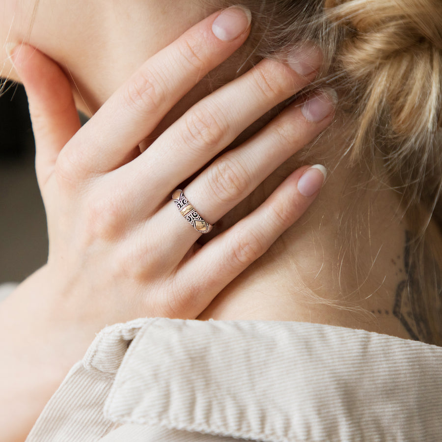 Ella - Boho Sterling Silver and Gold Ring