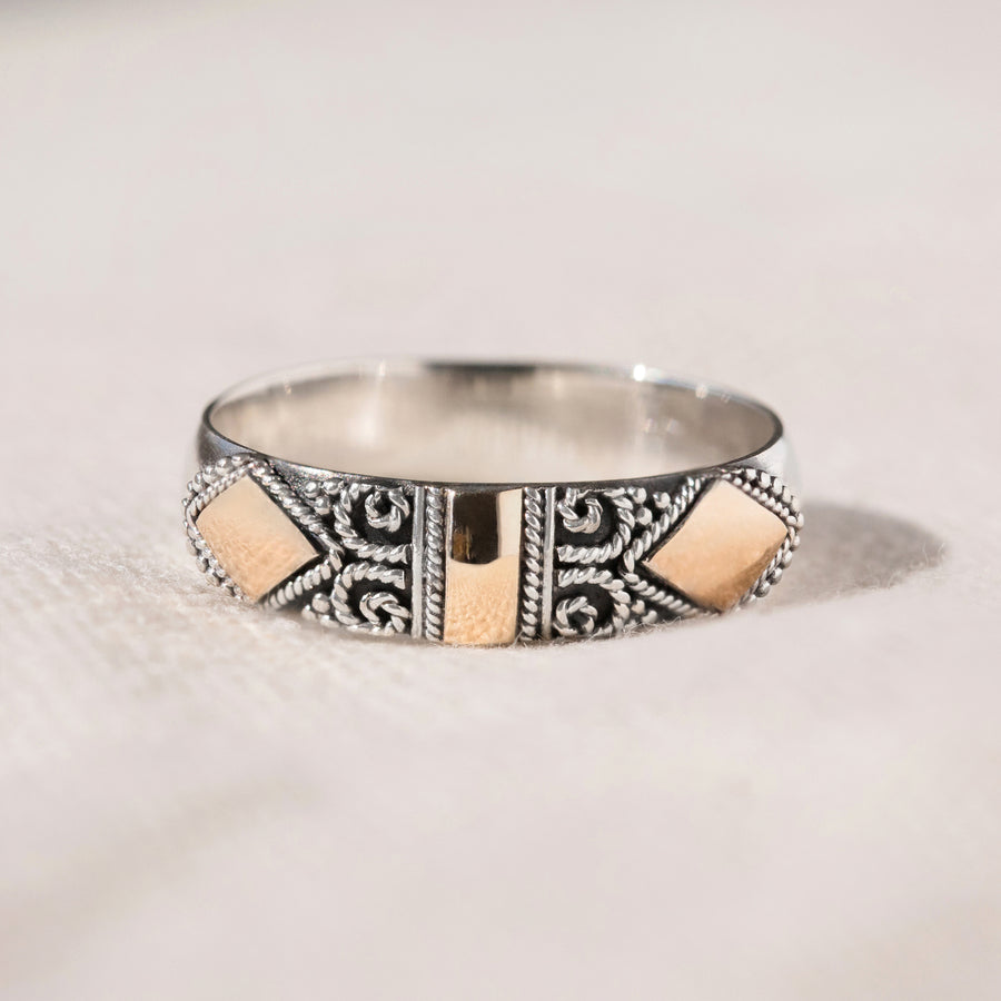 Ella - Boho Sterling Silver and Gold Ring