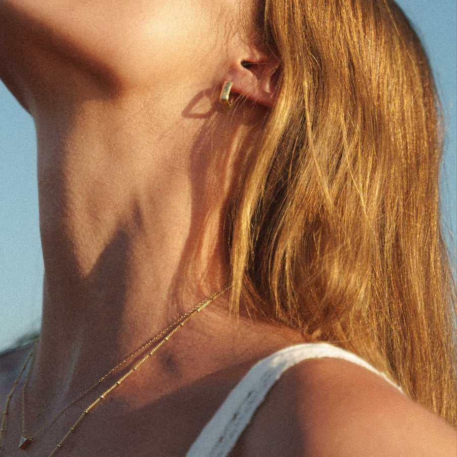 Gold Textured Square Hoop Earrings