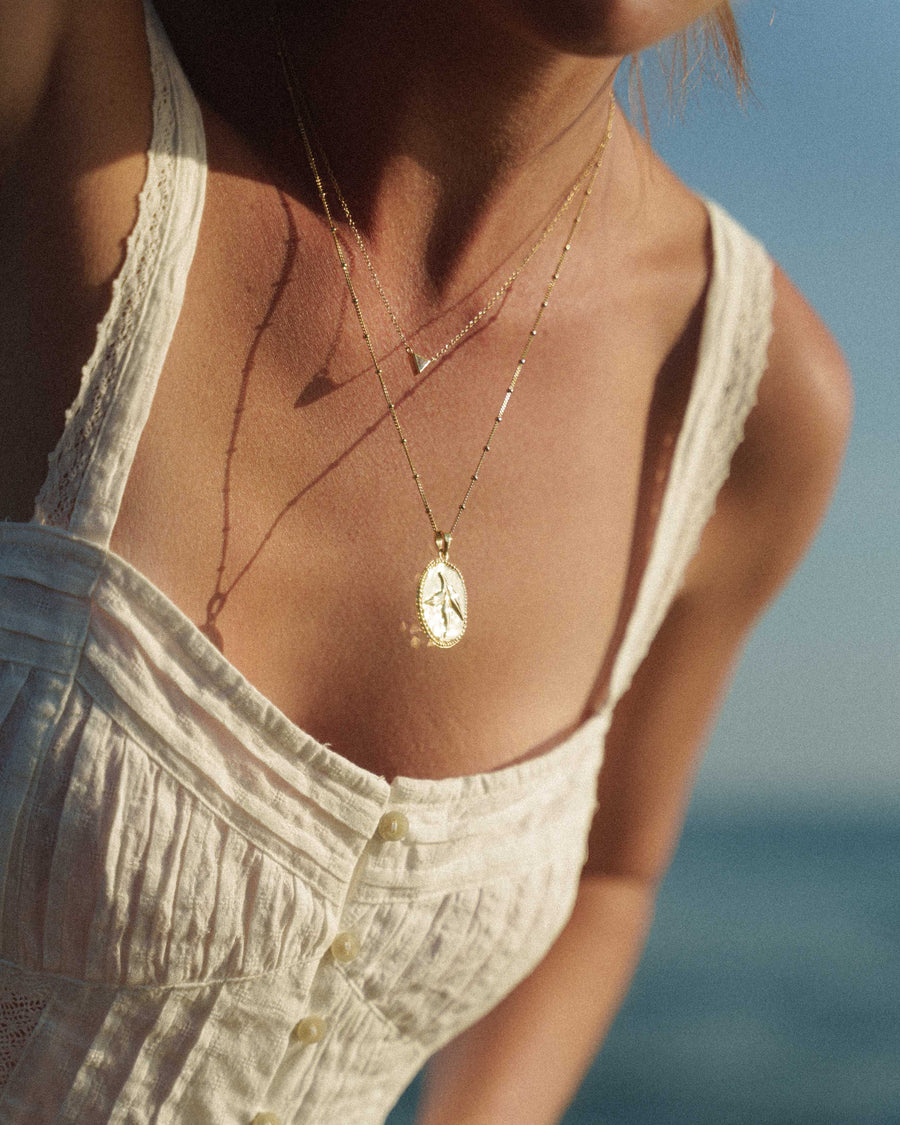 Taormina - Large Gold Leaf Pendant