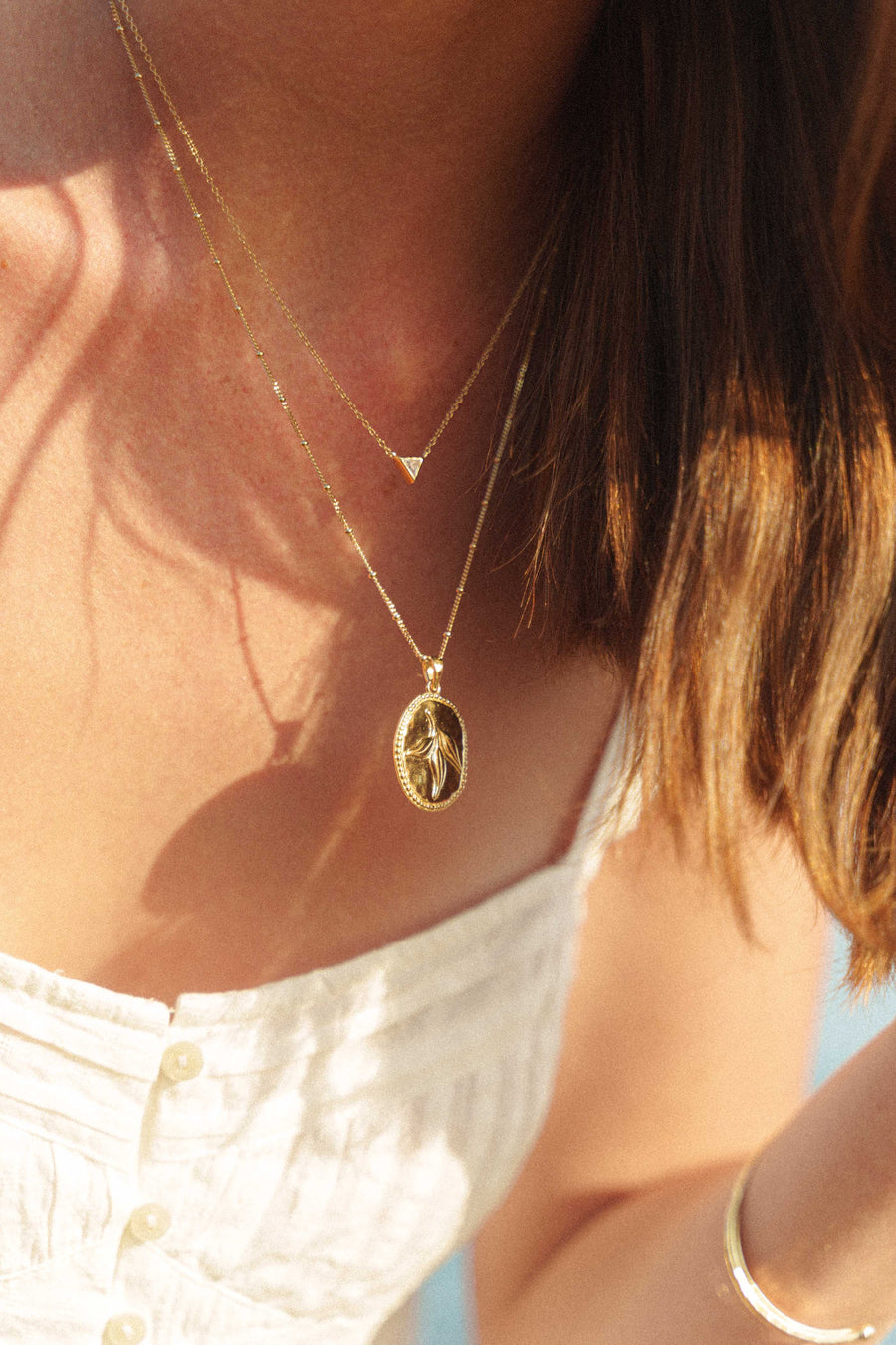 Taormina - Large Gold Leaf Pendant