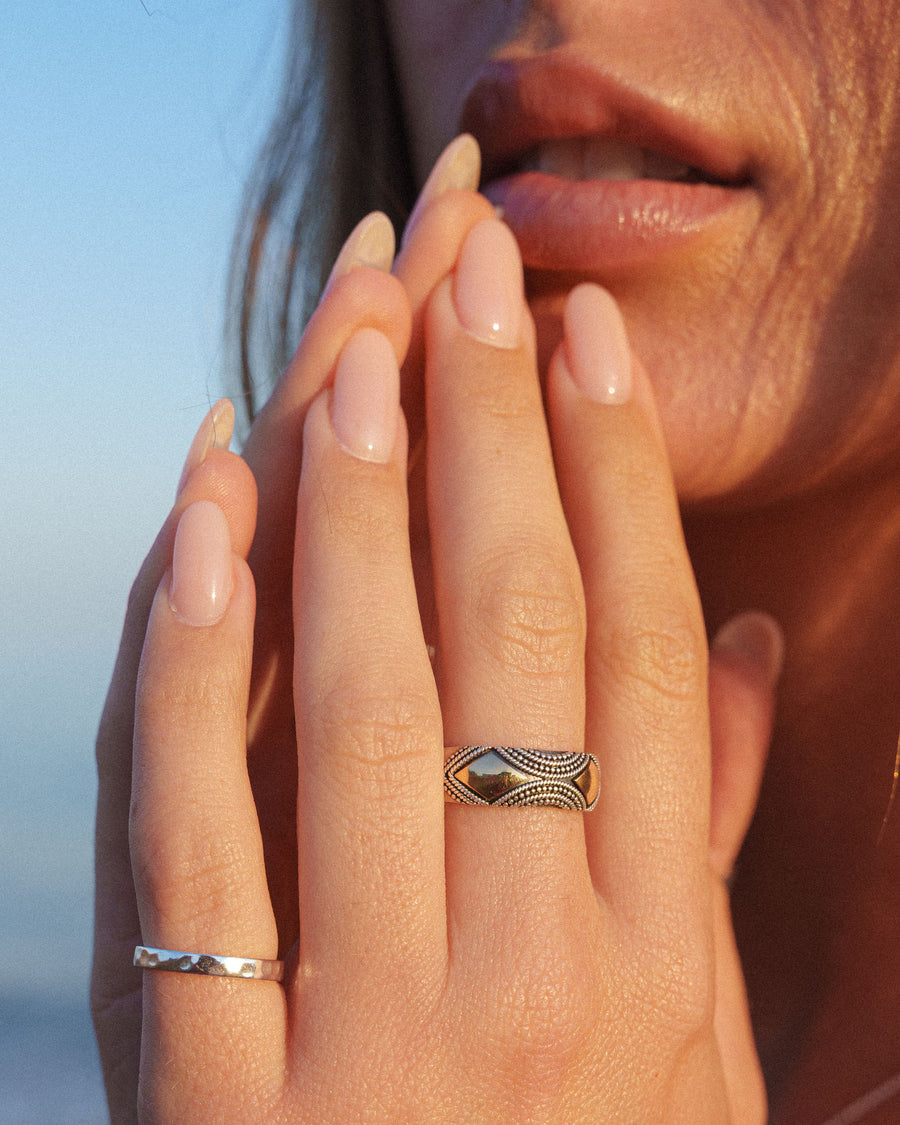 Agra - Large Statement Ring in Silver and 18ct Gold