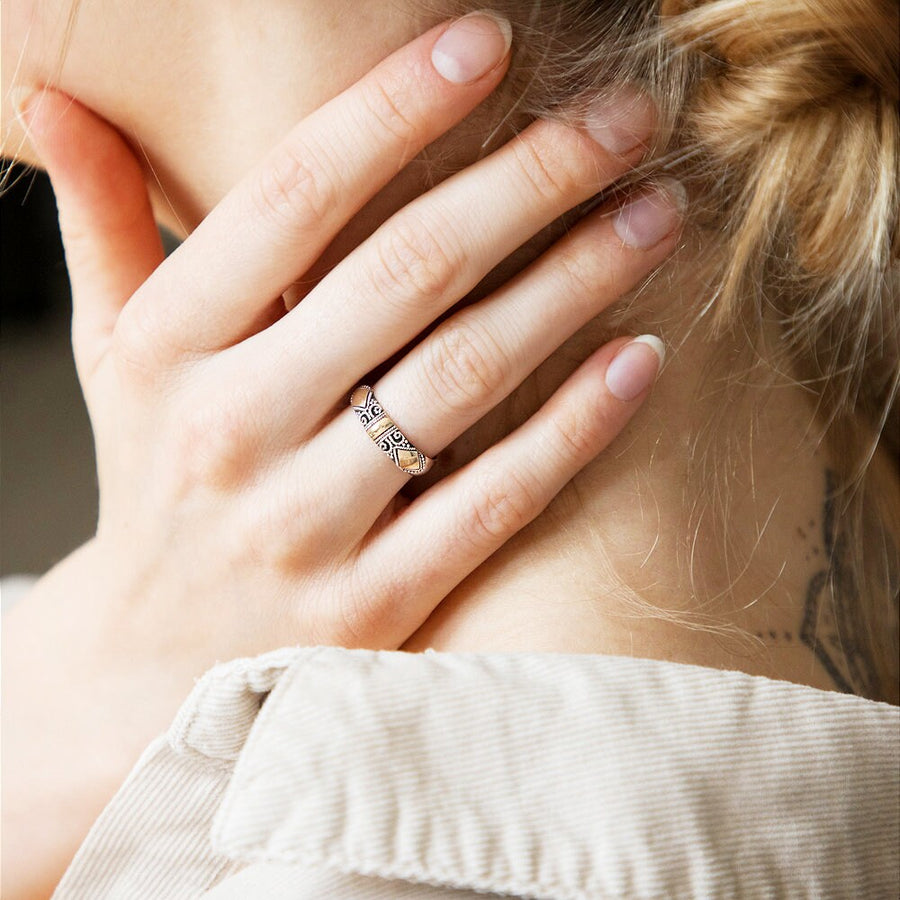 ELLA - LARGE STATEMENT RING IN SILVER AND 18CT GOLD