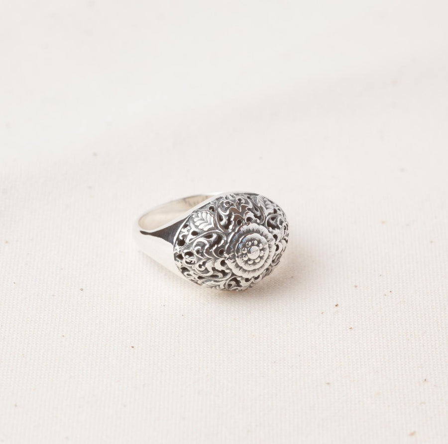 Ubud - Detailed Sterling Silver Dome Ring
