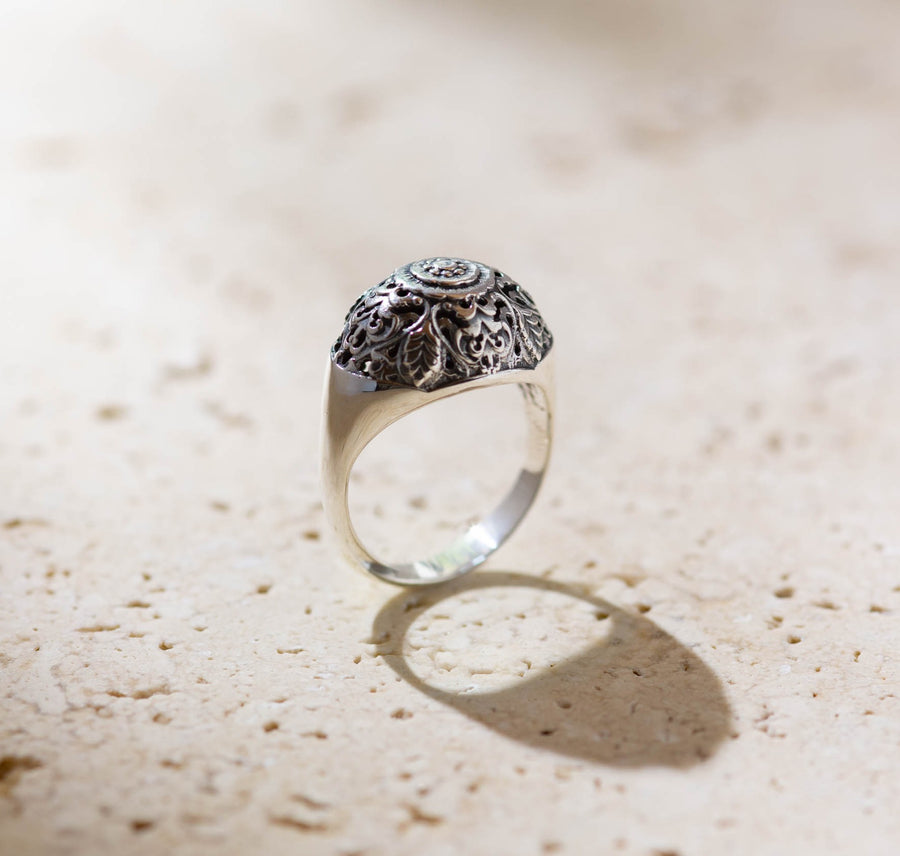 Ubud - Detailed Sterling Silver Dome Ring