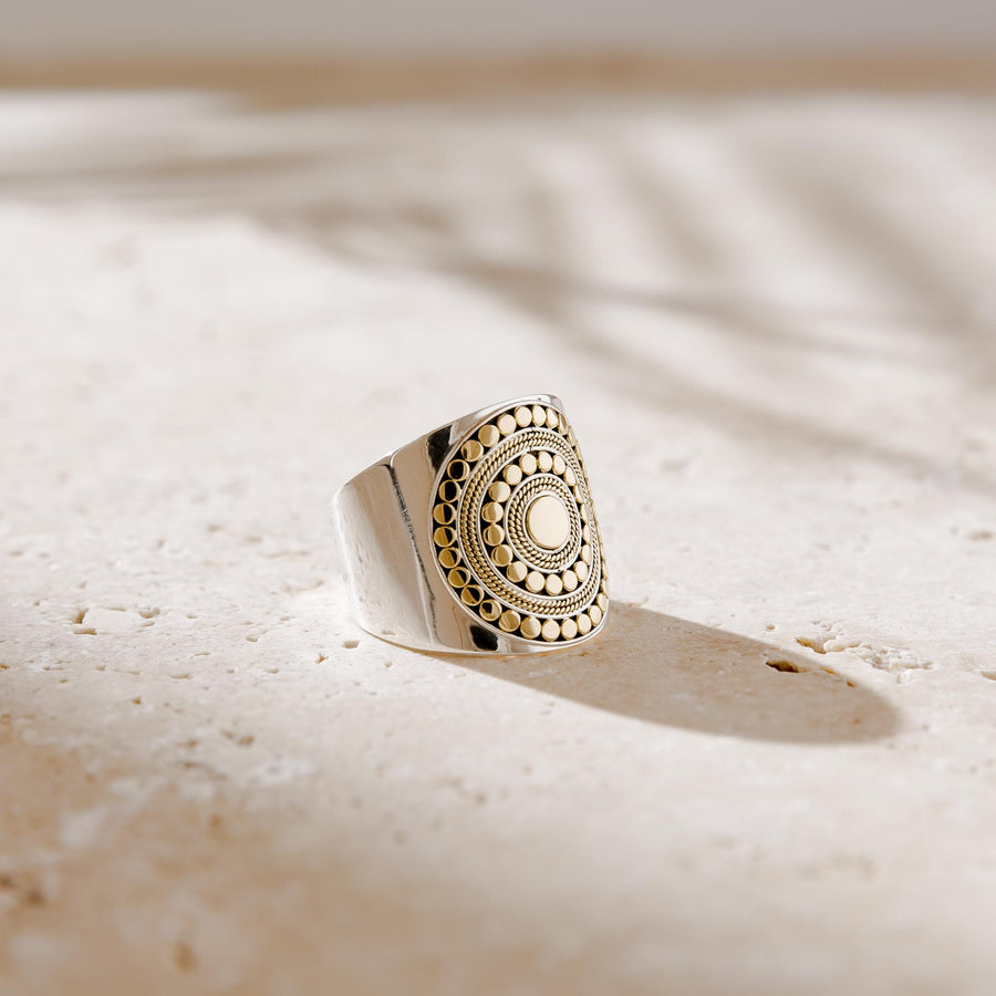 Gold Silver Statement Mandala Ring Aquila Jewellery