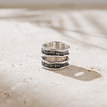 Sagano - Chunky Silver Bamboo Inspired Ring