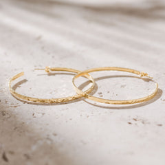 Agonda - Statement Thin Hammered Gold hoops