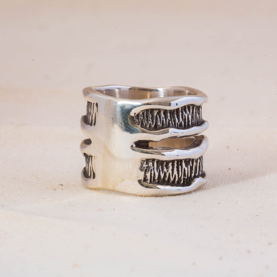 Sagano - Chunky Silver Bamboo Inspired Ring