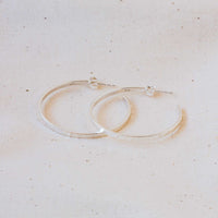 Agonda - Large Thin Hammered Silver hoops