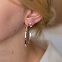Agonda - Statement Thin Hammered Silver hoops